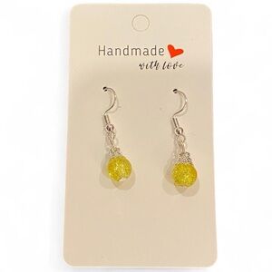 Yellow Beaded Dangle Earrings